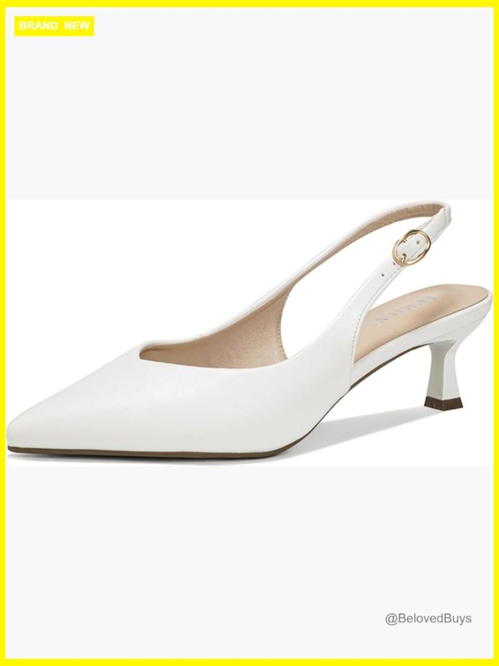 Pointed Toe Kitten Heel Pumps 2 Inch Adjustable Strap Wedding Shoes